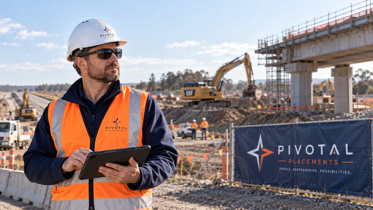 Pivotal Placements consultant on site discussing a construction recruitment brief
