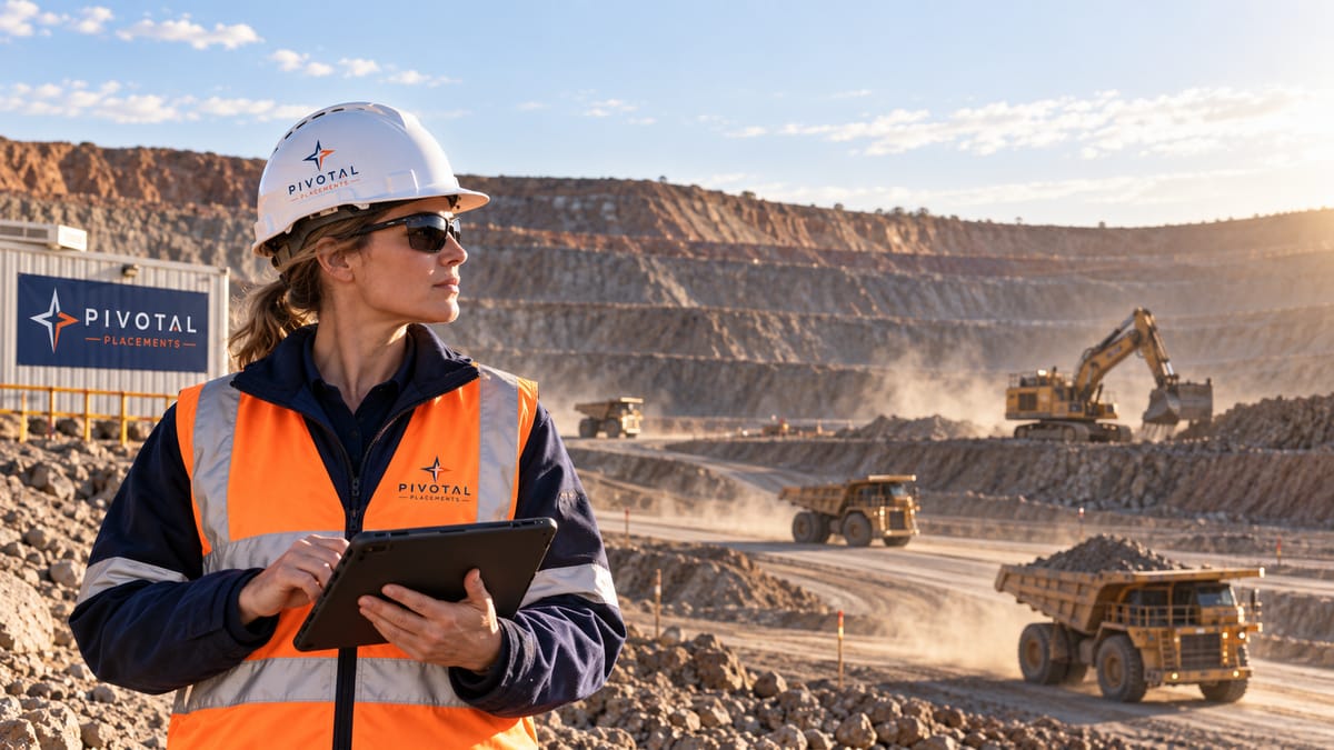 Pivotal Placements consultant on site discussing a mining and resources recruitment brief